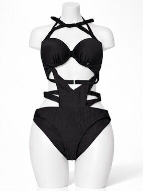Strappy Black Cutout One-Piece Swimsuit